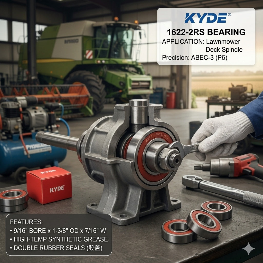 KYDE 10 Pcs KYDE 1622-2RS Premium Inch Ball Bearing, 9/16" x 1-3/8" x 7/16", High-Performance Replacement for Lawnmowers, Garden Tractors & Industrial Conveyors