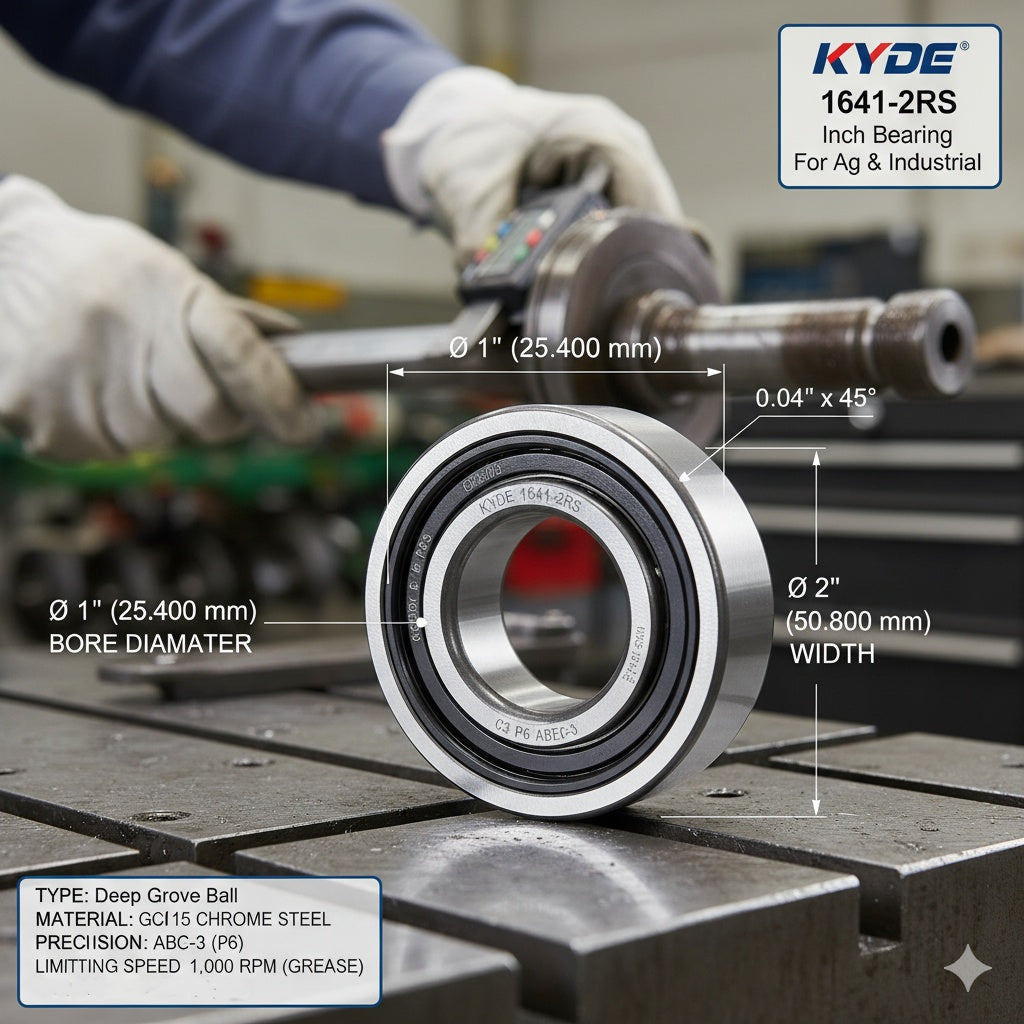 KYDE 5Pcs 1641-2RS Premium Inch Ball Bearing, 1" x 2" x 9/16", Heavy-Duty Replacement for Agricultural Machinery, Garden Tractors & Industrial Drive Shafts