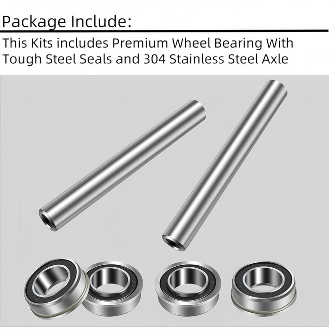 KYDE 2Pack Stainless Steel Front Wheel Axle & Bearing Conversion Kit – OEM Upgrade for Z200-Series, RZ & EZ Mowers (Fits 6" Wheel Sleeves Only) Main Image