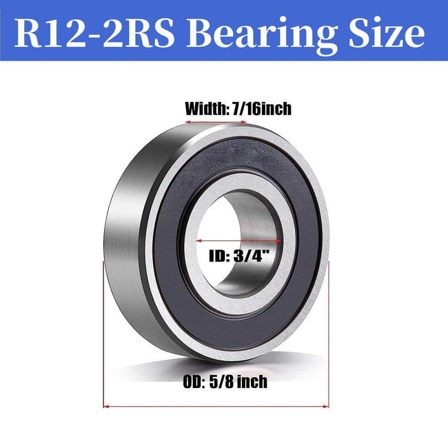 KYDE 4PACK R12-2RS Bearing 3/4" x 1-5/8" x 7/16" Micro ball bearing Double rubber seal Pre-lubricated grease Precision single row radial ball bearing…: Industry and Science Main Image