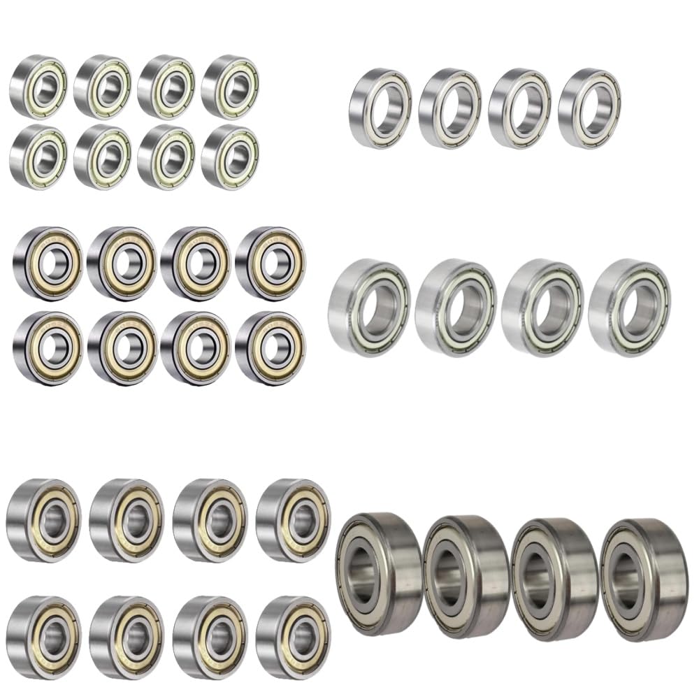 KYDE 36 PCS Ball Bearings Kit - 698ZZ 608ZZ 628ZZ 6903ZZ 6003ZZ 6203ZZ Double Metal Shielded Deep Groove Bearings, High Carbon Steel for Wheel Skateboards Motor 3D Printing - KYDE Bearing