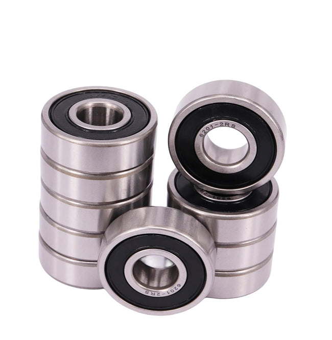 KYDE 10 PCS 6201-2RS Ball Bearing 12mm x 32mm x 10mm Double Sealed 180201 Deep Groove Bearings Chrome Bearing Steel 6201RS C3 Hover Image