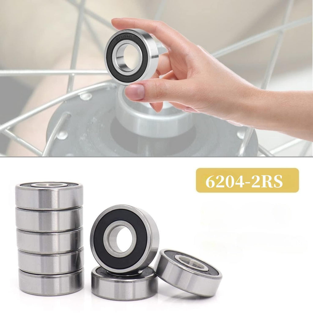 10 PCS 6204RS Bearings 20mm x47mm x14mm 6204-2RS C3 High Speed Double Sealed Deep Groove Bearings