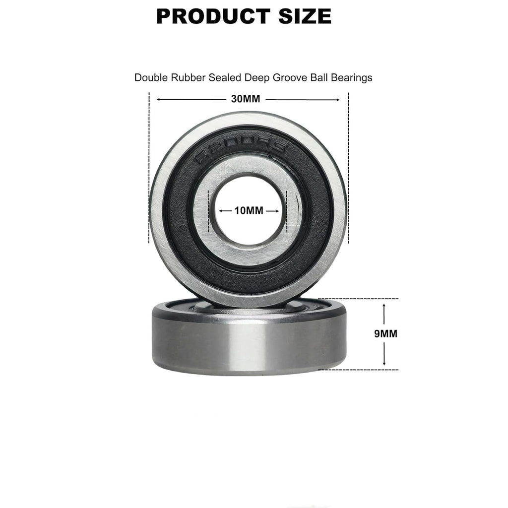 10 Pcs 6200-2RS Double Rubber Seal Bearings 10x30x9mm, Pre-Lubricated and Stable Performance, Deep Groove Ball Bearings.…