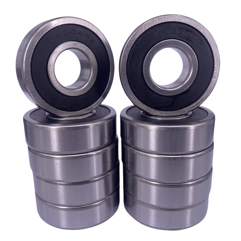 10 PCS 6304-2RS 20x52x15mm Ball Bearing Double Rubber Seal Bearings Replacement for Pool Motor Bearings, Snowmobile,Yamaha Roadstar Rear Wheel, Lawn Mower Deck Spindle…