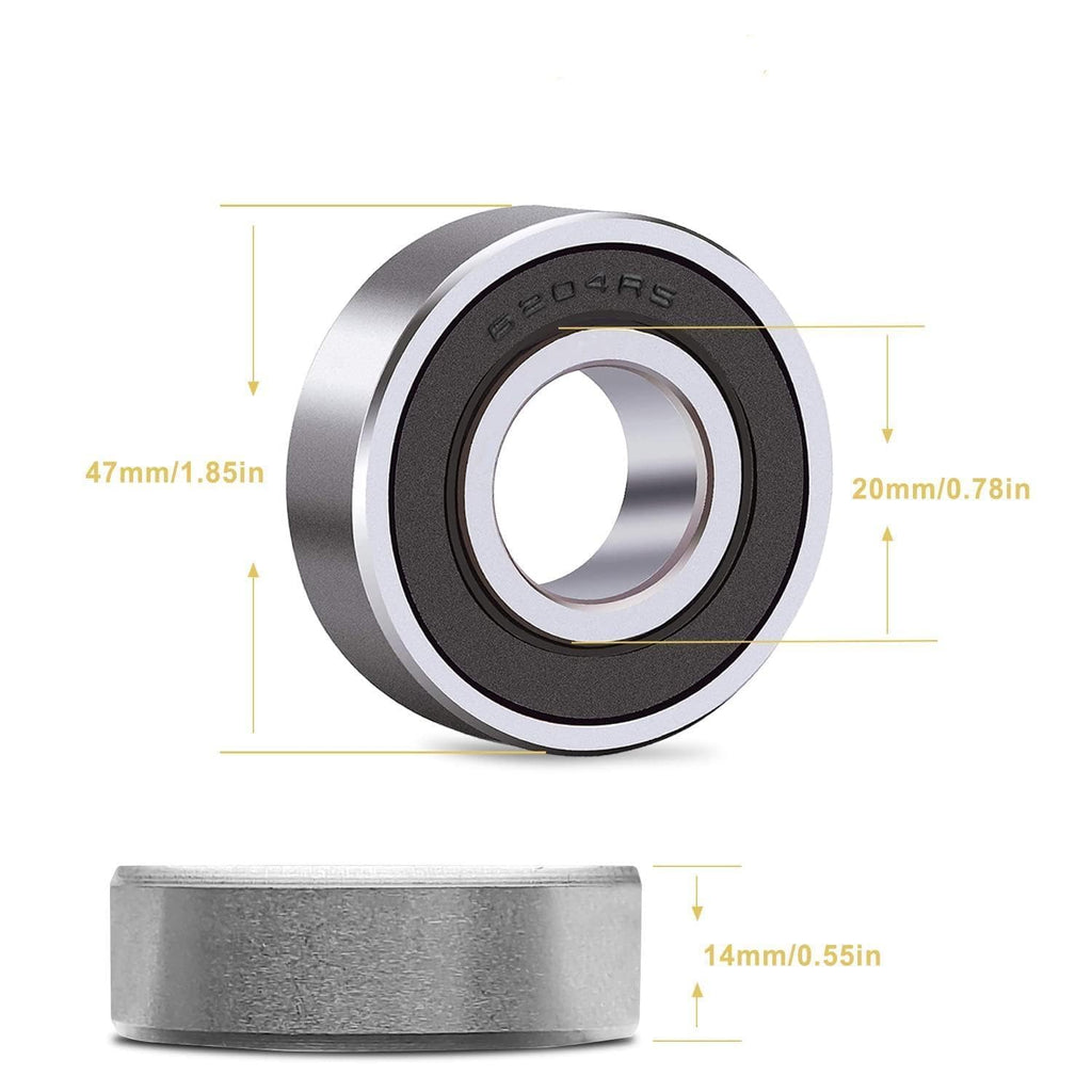 10 PCS 6204RS Bearings 20mm x47mm x14mm 6204-2RS C3 High Speed Double Sealed Deep Groove Bearings
