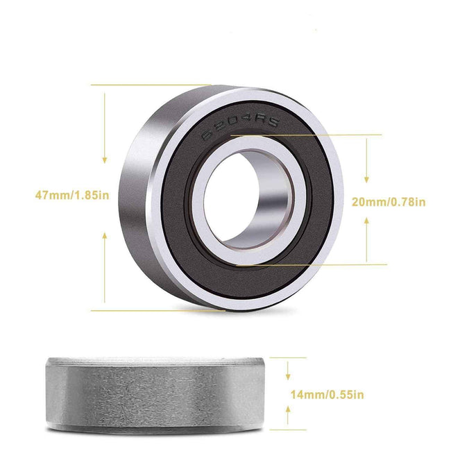 KYDE 10 PCS 6204RS Bearings 20mm x47mm x14mm 6204-2RS C3 High Speed Double Sealed Deep Groove Bearings Main Image