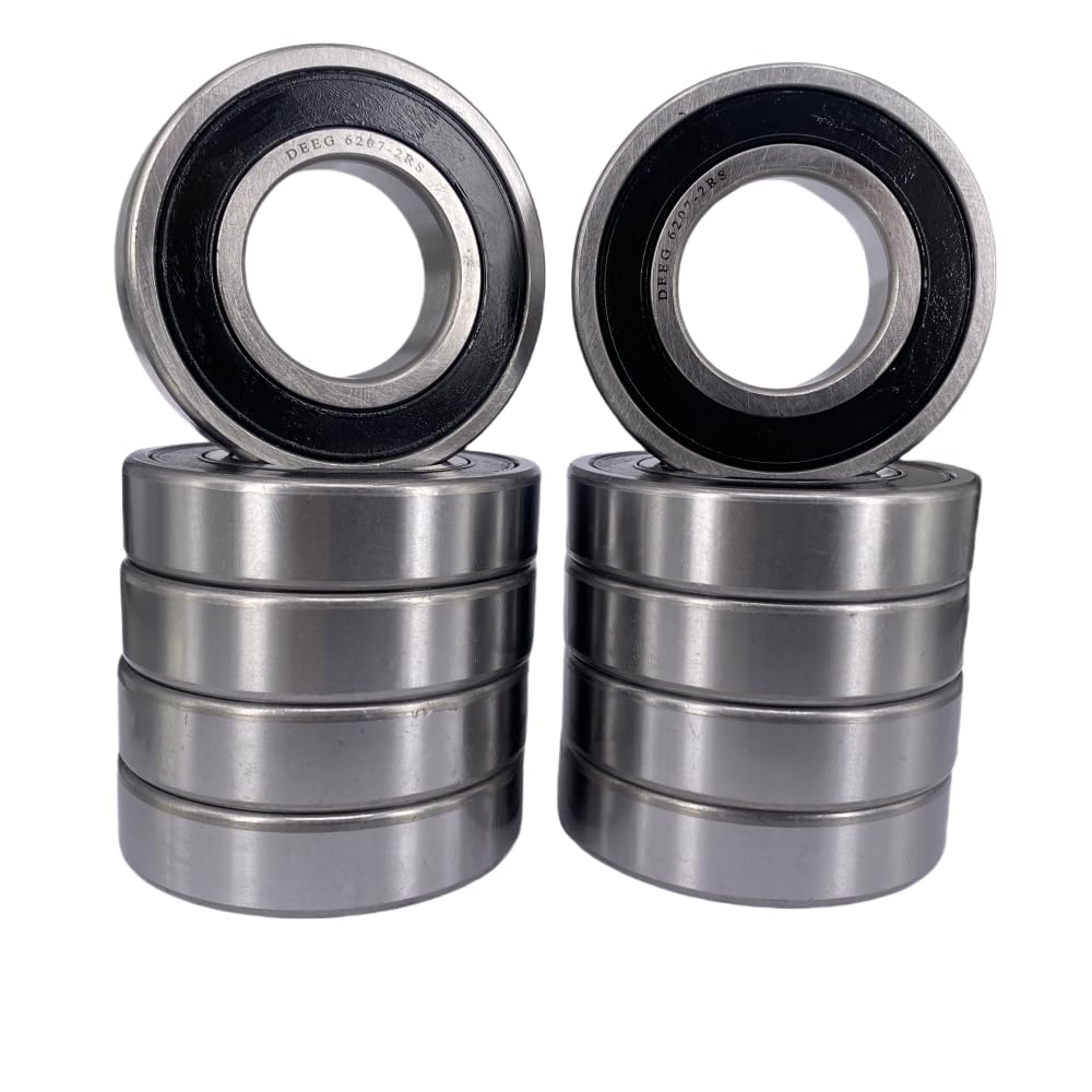 10 Pcs 6207-2RS Double Rubber Seal Bearings 35x72x17mm Deep Groove Ball Bearings for Hay Mower,Maytag Neptune 4400 Series Washer…