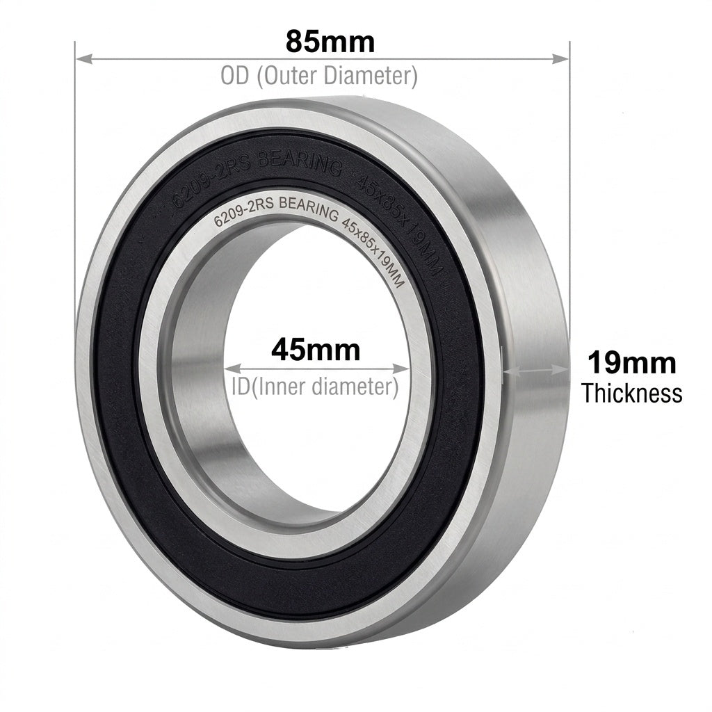 KYDE 2 PCS 6209-2RS Deep Groove Ball Bearing 45x85x19mm, Rubber Sealed - Heavy Duty Replacement for Electric Motors, Pumps & Automotive