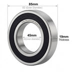 KYDE 2 PCS 6209-2RS Deep Groove Ball Bearing 45x85x19mm, Rubber Sealed - Heavy Duty Replacement for Electric Motors, Pumps & Automotive