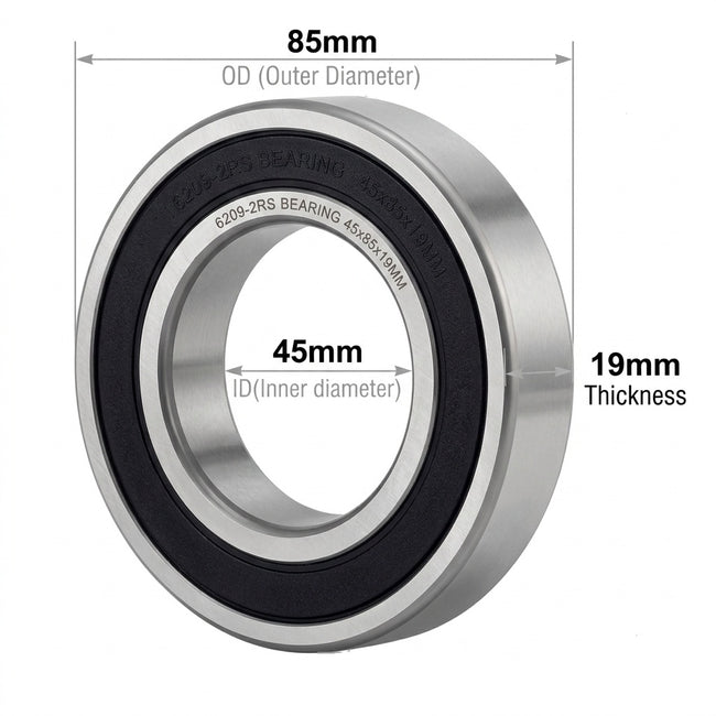 KYDE 2 PCS 6209-2RS Deep Groove Ball Bearing 45x85x19mm, Rubber Sealed - Heavy Duty Replacement for Electric Motors, Pumps & Automotive Main Image