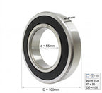DEEG 2 PACK 6211-2RS Ball Bearing 55x100x21mm, Rubber Sealed - High-Performance Replacement for Electric Motors, Industrial Pumps & Heavy Machinery