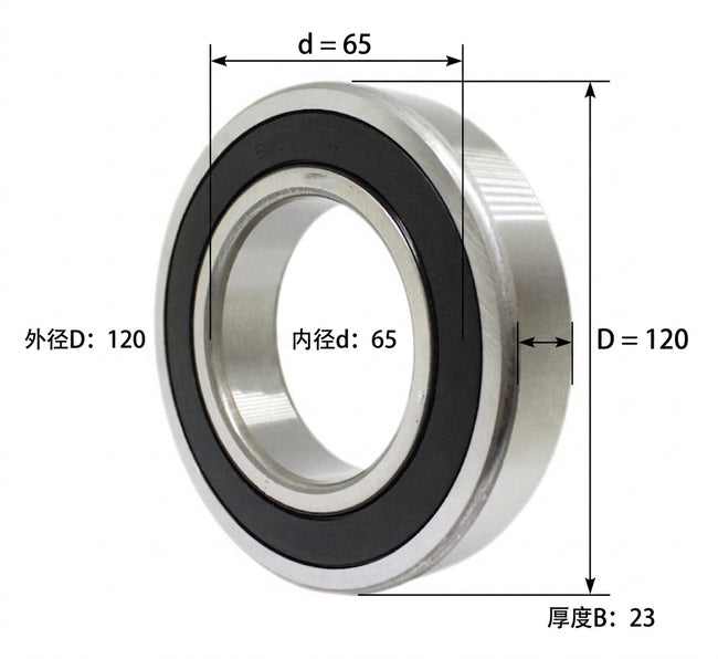 KYDE 6213-2RS Ball Bearing, 65x120x23mm (2-Pack) - Premium Rubber Sealed Heavy-Duty Replacement for Motors, Pumps & Gearboxes Main Image