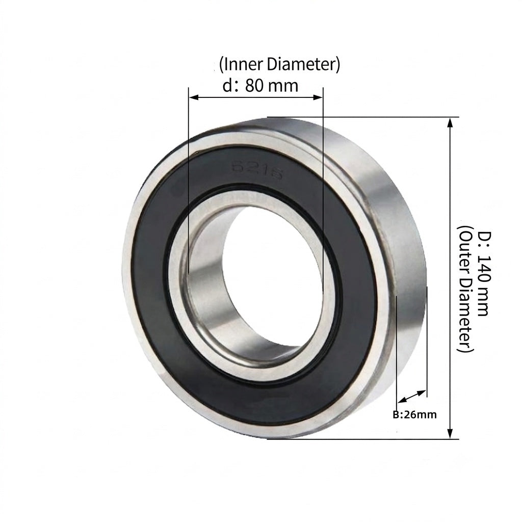 KYDE 6216-2RS Ball Bearing, 80x140x26mm (2-Pack) - Premium Sealed Heavy-Duty Replacement for Industrial Gearboxes, Motors & Large Pumps