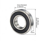 KYDE 6216-2RS Ball Bearing, 80x140x26mm (2-Pack) - Premium Sealed Heavy-Duty Replacement for Industrial Gearboxes, Motors & Large Pumps