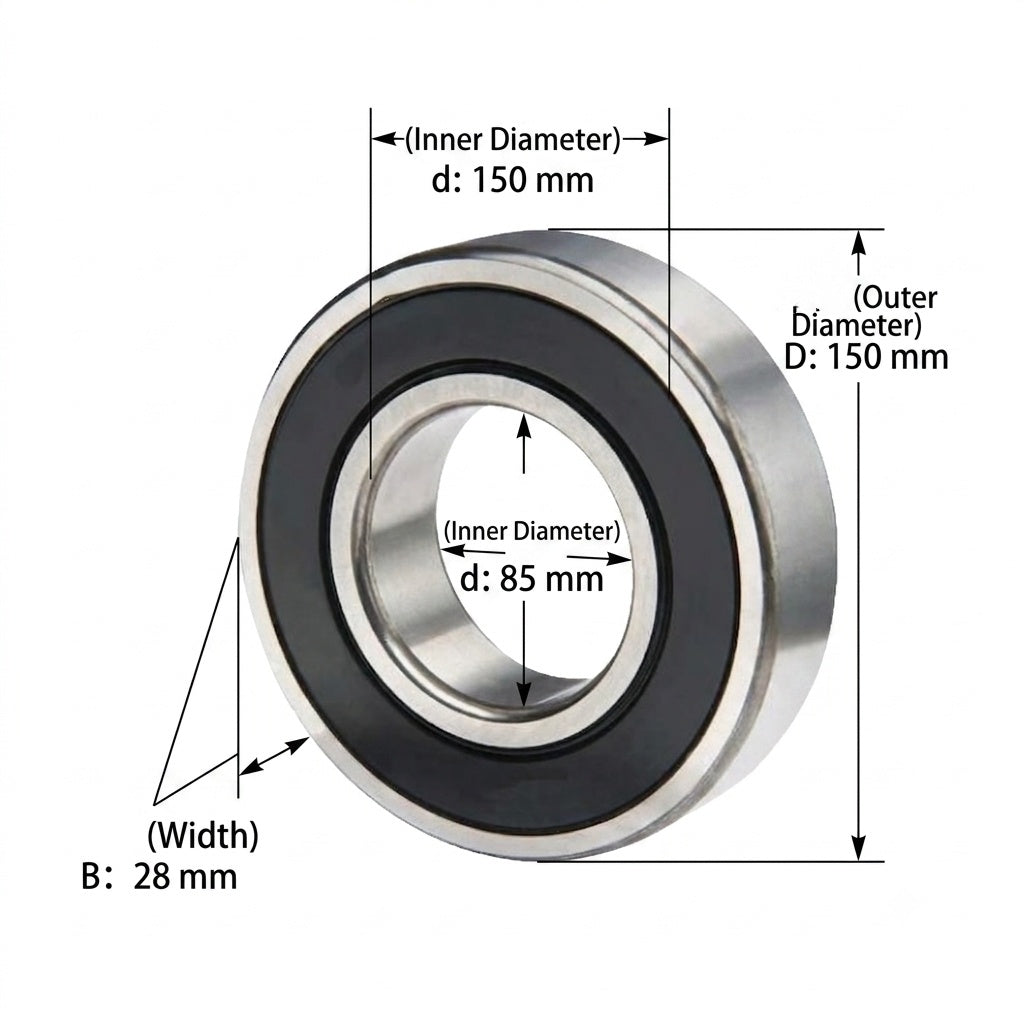 KYDE 6217-2RS Ball Bearing, 85x150x28mm (2-Pack) - Premium Sealed Heavy-Duty Replacement for Industrial Turbines, Motors & Large Machinery