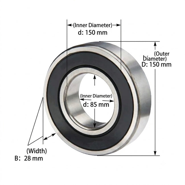 KYDE 6217-2RS Ball Bearing, 85x150x28mm (2-Pack) - Premium Sealed Heavy-Duty Replacement for Industrial Turbines, Motors & Large Machinery Main Image