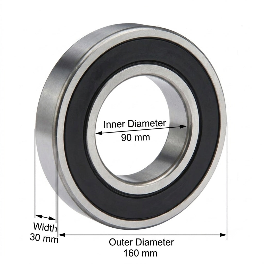 KYDE 6218-2RS Ball Bearing (2-Pack), 90mm x 160mm x 30mm - Premium Sealed, Heavy-Duty Replacement for Large Motors, Gearboxes & Heavy Machinery