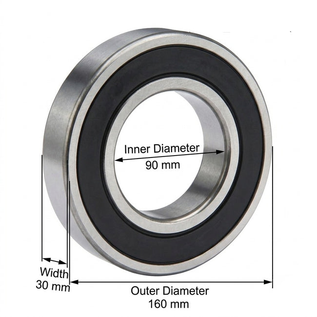 KYDE 6218-2RS Ball Bearing (2-Pack), 90mm x 160mm x 30mm - Premium Sealed, Heavy-Duty Replacement for Large Motors, Gearboxes & Heavy Machinery Main Image
