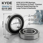 KYDE 6219-2RS Ball Bearing, 95x170x32mm (2-Pack) - Premium Industrial Sealed Replacement for Large Pumps, Gearboxes & Heavy Machinery