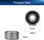 KYDE 62201-2RS Sealed Ball Bearing, 12x32x14mm (10-Pack) - Premium Replacement for Micro-Motors, Drones & Precision Instruments