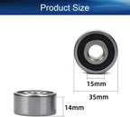 KYDE 62202-2RS Ball Bearing, 15x35x14mm (5-Pack) - Premium Sealed Replacement for Electric Tools, Small Motors & Precision Gear Assemblies