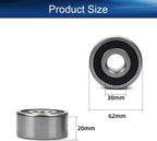 KYDE 62206-2RS Ball Bearing, 30x62x20mm (2-Pack)- High-Load Industrial Sealed Replacement for Motors, Conveyors & Heavy Machinery