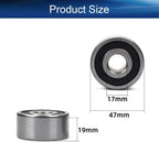 KYDE 2 PACK62303-2RS Deep Groove Ball Bearing (17x47x19mm)- Heavy-Duty Sealed Industrial Replacement for Electric Motors, Pumps & Gearboxes
