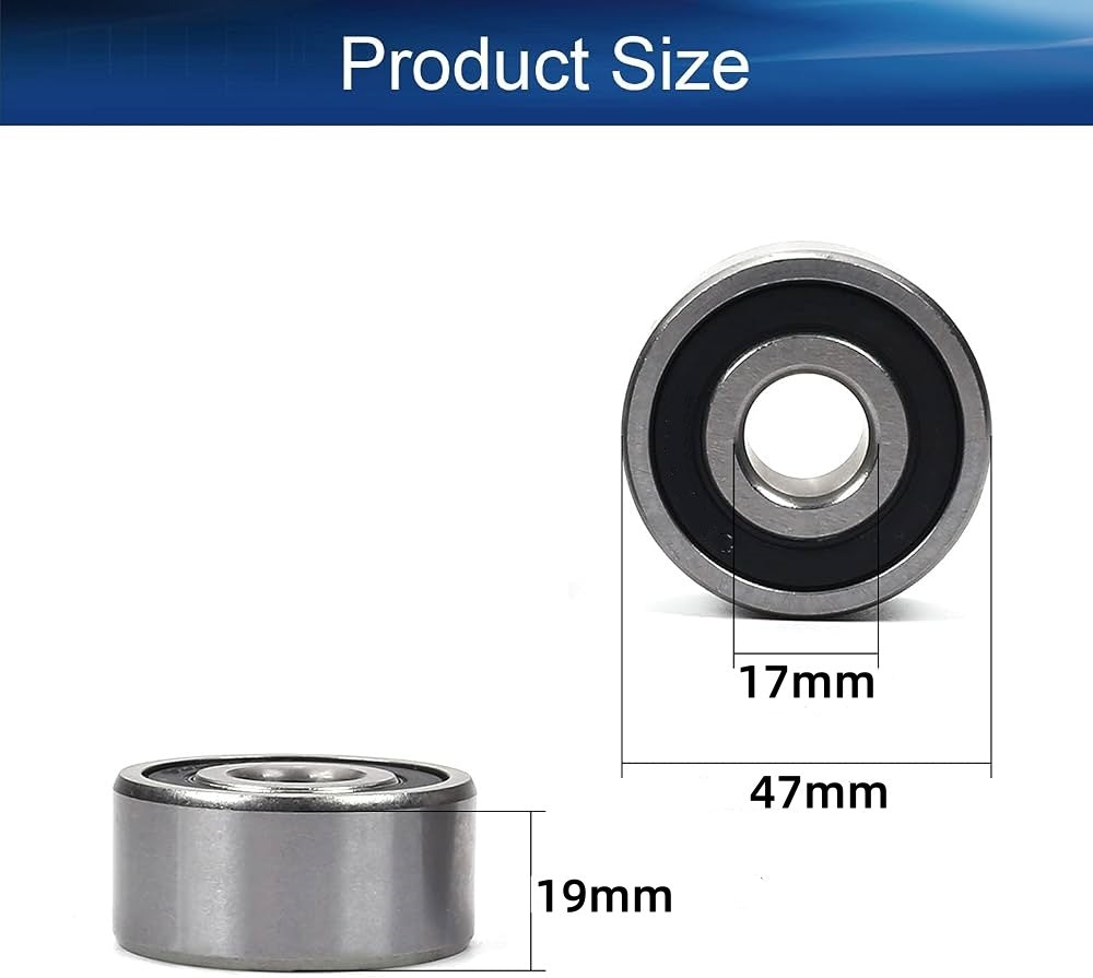 KYDE 2 PACK62303-2RS Deep Groove Ball Bearing (17x47x19mm)- Heavy-Duty Sealed Industrial Replacement for Electric Motors, Pumps & Gearboxes