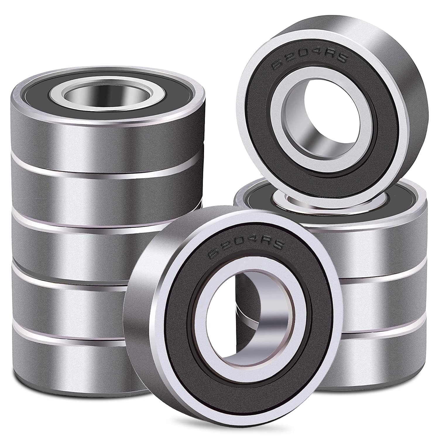 10 PCS 6204RS Bearings 20mm x47mm x14mm 6204-2RS C3 High Speed Double Sealed Deep Groove Bearings