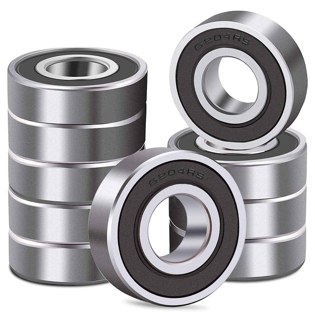 KYDE 10 PCS 6204RS Bearings 20mm x47mm x14mm 6204-2RS C3 High Speed Double Sealed Deep Groove Bearings Hover Image