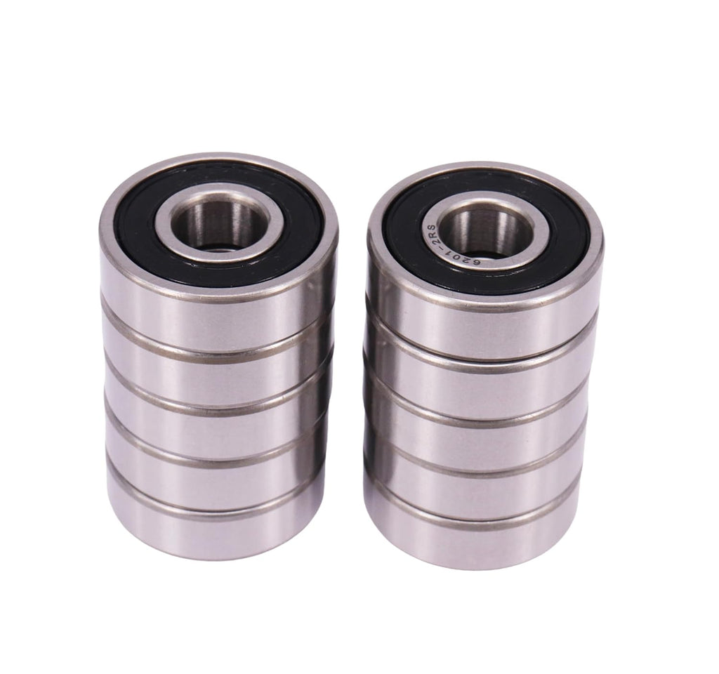 10 PCS 6201-2RS Ball Bearing 12mm x 32mm x 10mm Double Sealed 180201 Deep Groove Bearings Chrome Bearing Steel 6201RS C3