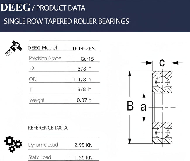 KYDE 10 Pcs 1614-2RS Bearings 3/8" x1-1/8 x3/8" Deep Groove Ball Bearing,Double Rubber Seals and Pre-Lubricated Bearing Main Image