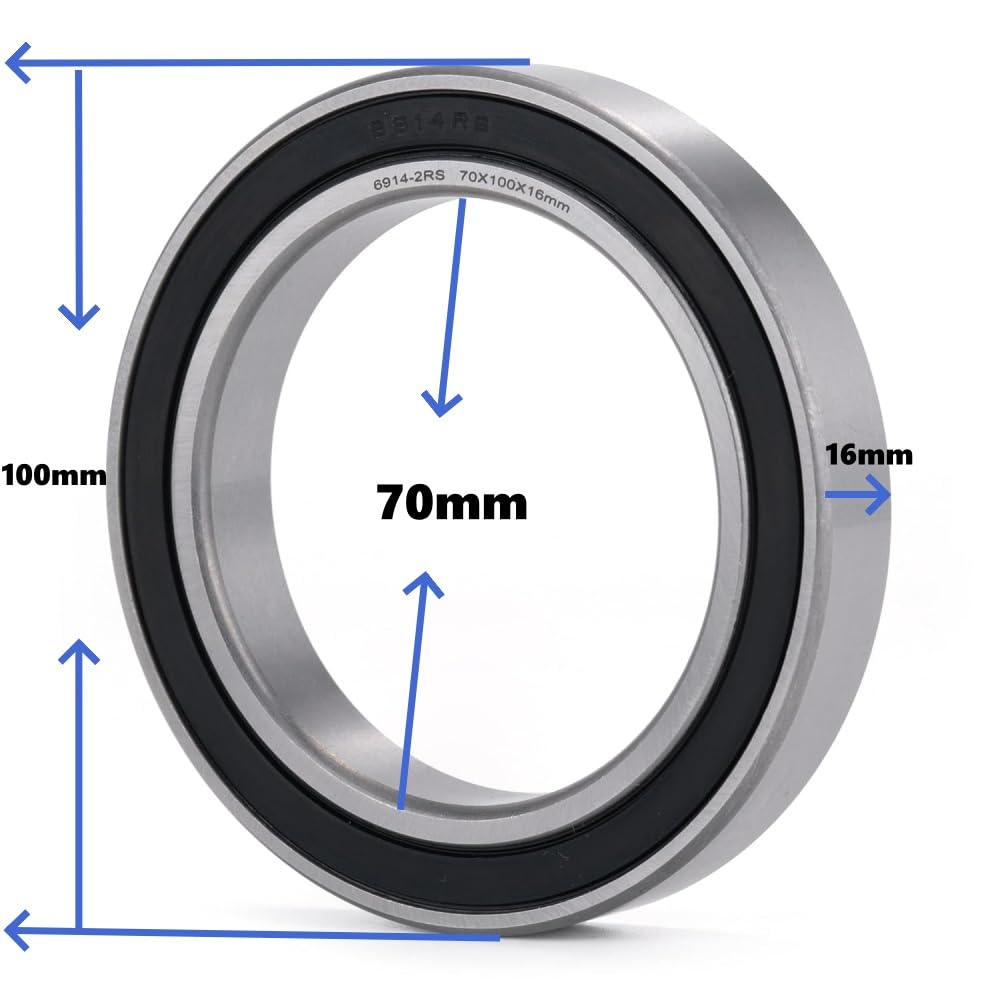 KYDE 2 PCS 6914 - 2RS 61914 2RS 6914RS Thin - Wall Duble Sealed Bearing 70x100x16mm Deep Groove Ball Bearing - KYDE Bearing