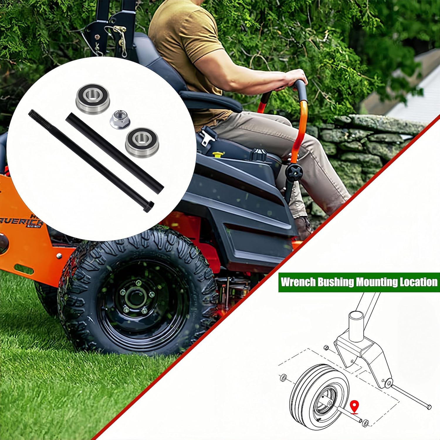 KYDE Front Wheel Bearing & Hardware Replacement Kit for Bad Boy ZT/CZT/Maverick Mowers – Compatible with OEM 025 - 5202 - 00 (Includes Spacer, Bearings 022 - 7009, Bolt 018 - 7010) - KYDE Bearing