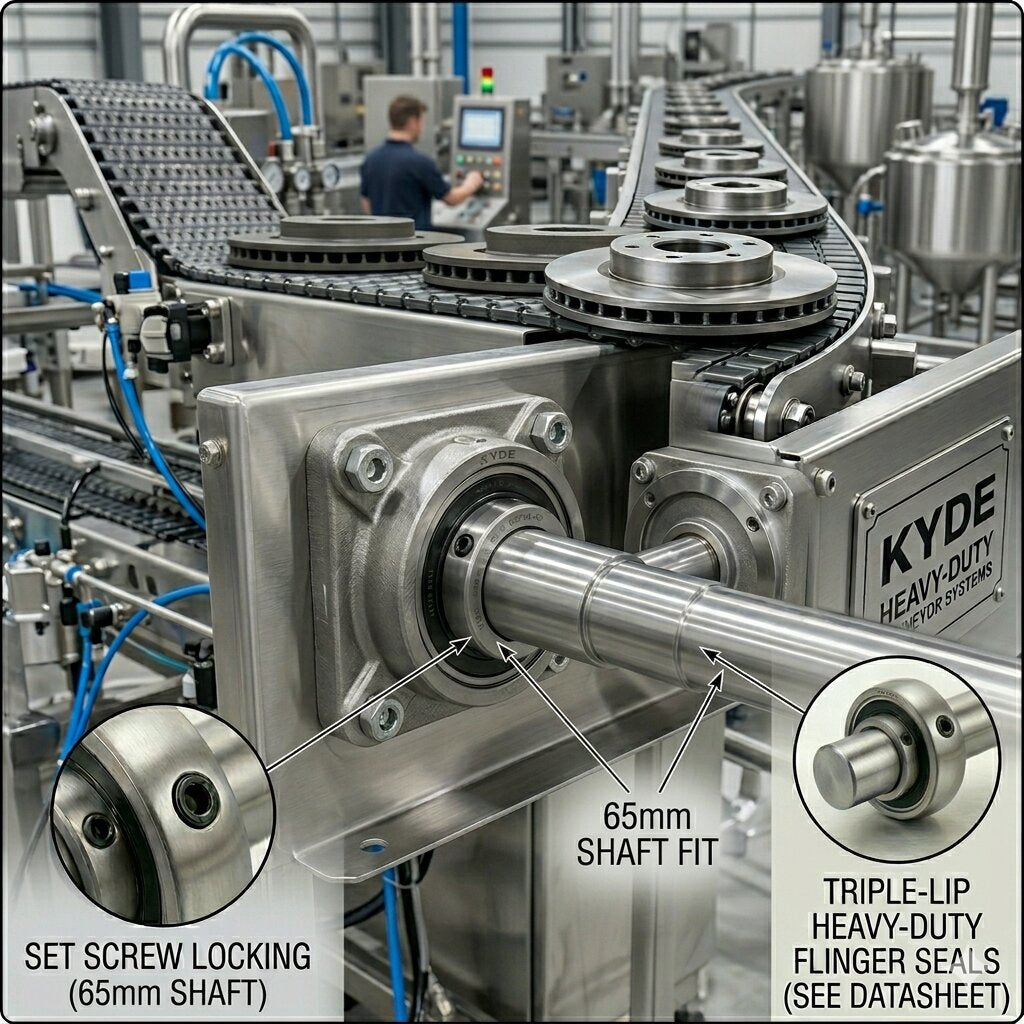 KYDE 1 Pcs UC213 Insert Bearing, 65mm Metric Bore (65x120x65.1mm), Spherical OD for Conveyor Systems, Mixing Equipment & Industrial Power Transmission