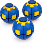 KYDE 3PCS HelixCore Blue Press-to-Spin Fidget Ball - 3D Printed Mechanical Desk Toy for Stress Relief