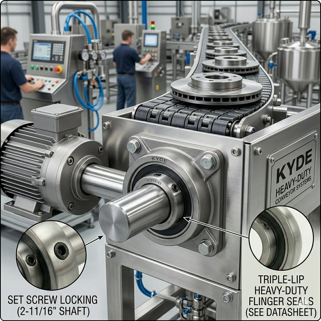 KYDE 1 Pcs UC214-43 Heavy-Duty Insert Bearing, 2-11/16" Imperial Bore (2-11/16" x 125 x 74.6mm), Spherical OD for Industrial Drives, Heavy Conveyors & Mining